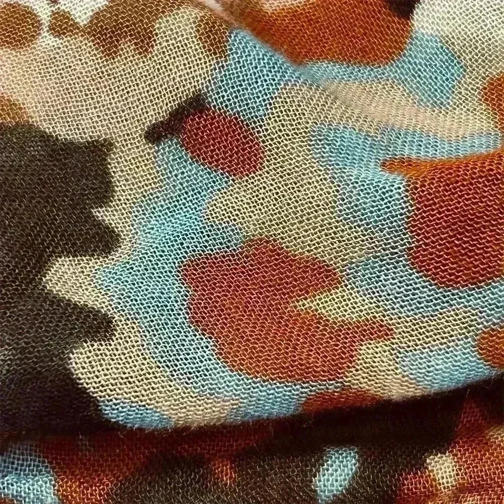 Vera Bradley Women's Floral Scarf Beige Brown Blue Fringe Fall Fashion